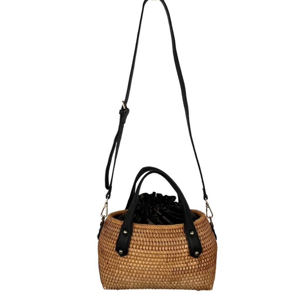 PULICATI Rattan Basket Crossbody Handbag